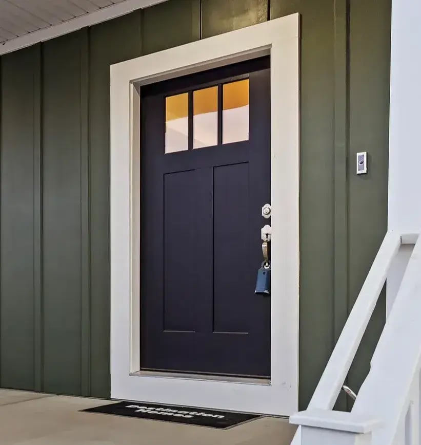 Craftsman 3 Lite Front Door & Painted Railing-1